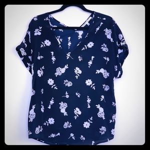 Collective Concepts - Navy and White Floral Top